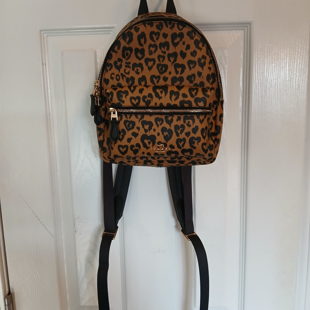 Coach Mini Charlie Cheetah Print Tan and Black C Bag